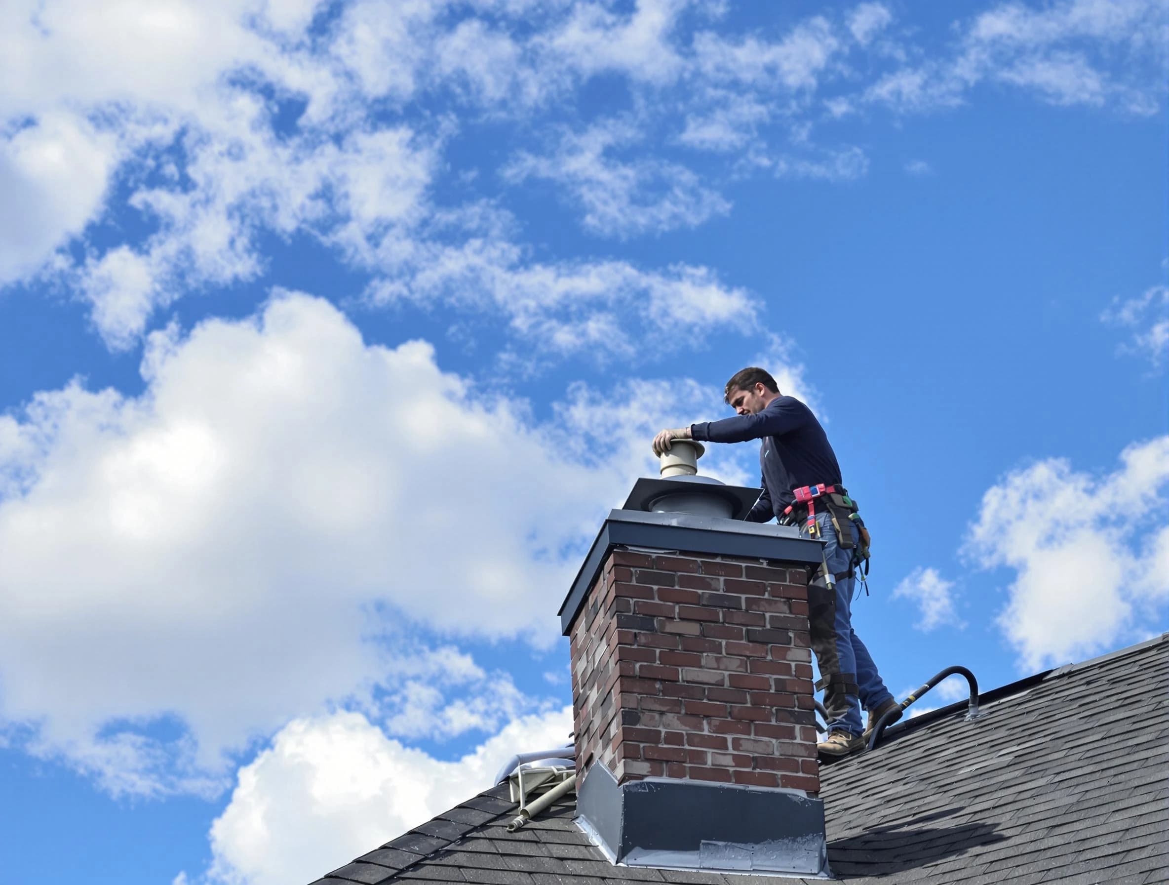 Montgomery Chimney Sweep installing a sturdy chimney cap in Montgomery, NJ