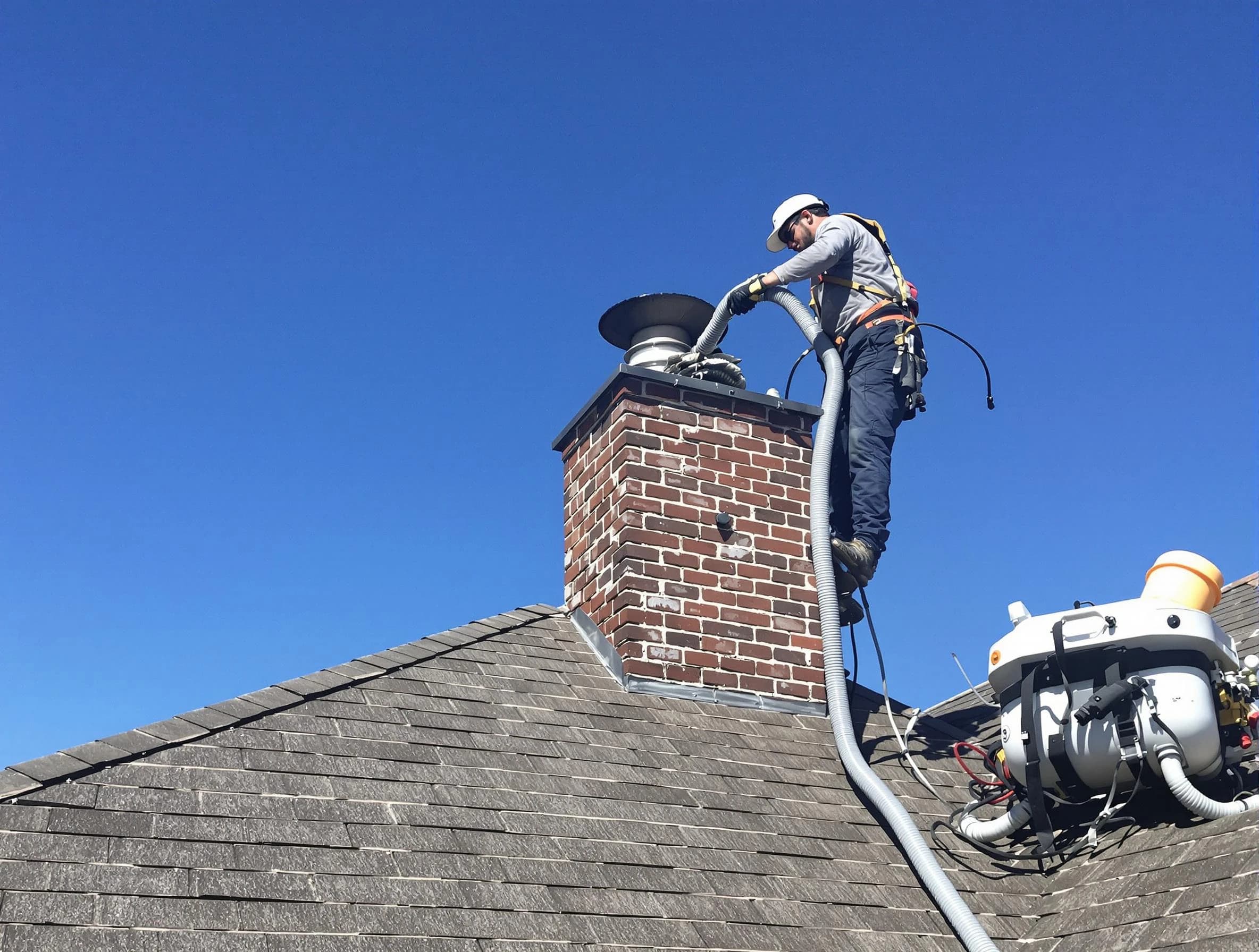 Dedicated Montgomery Chimney Sweep team member cleaning a chimney in Montgomery, NJ