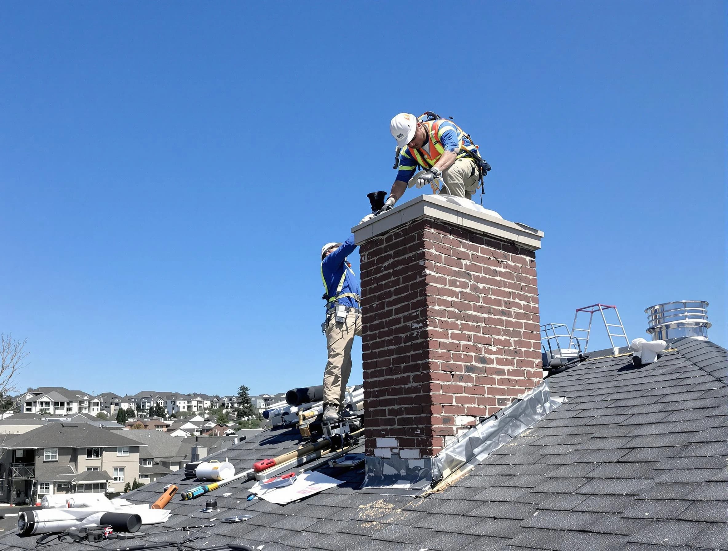 Montgomery Chimney Sweep repairing a chimney crown in Montgomery, NJ