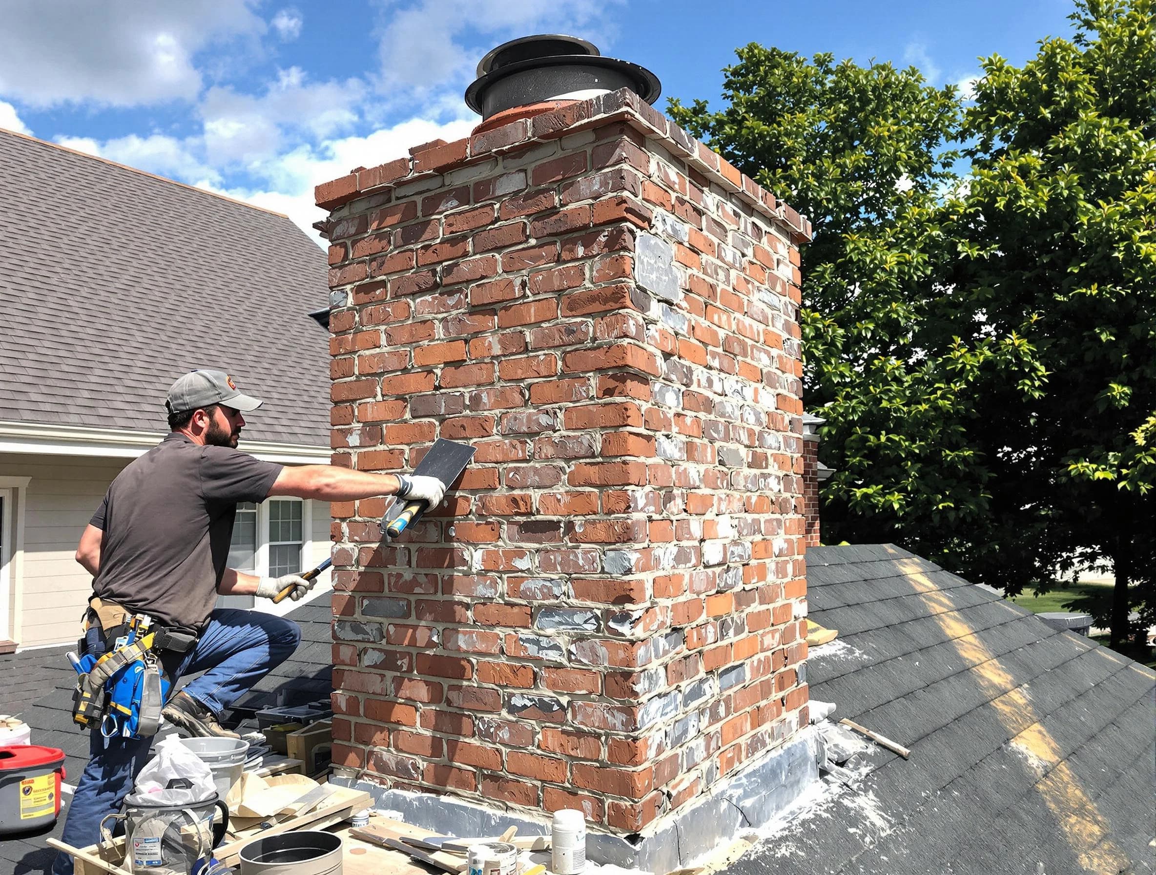 Completed chimney rebuild by Montgomery Chimney Sweep in Montgomery, NJ