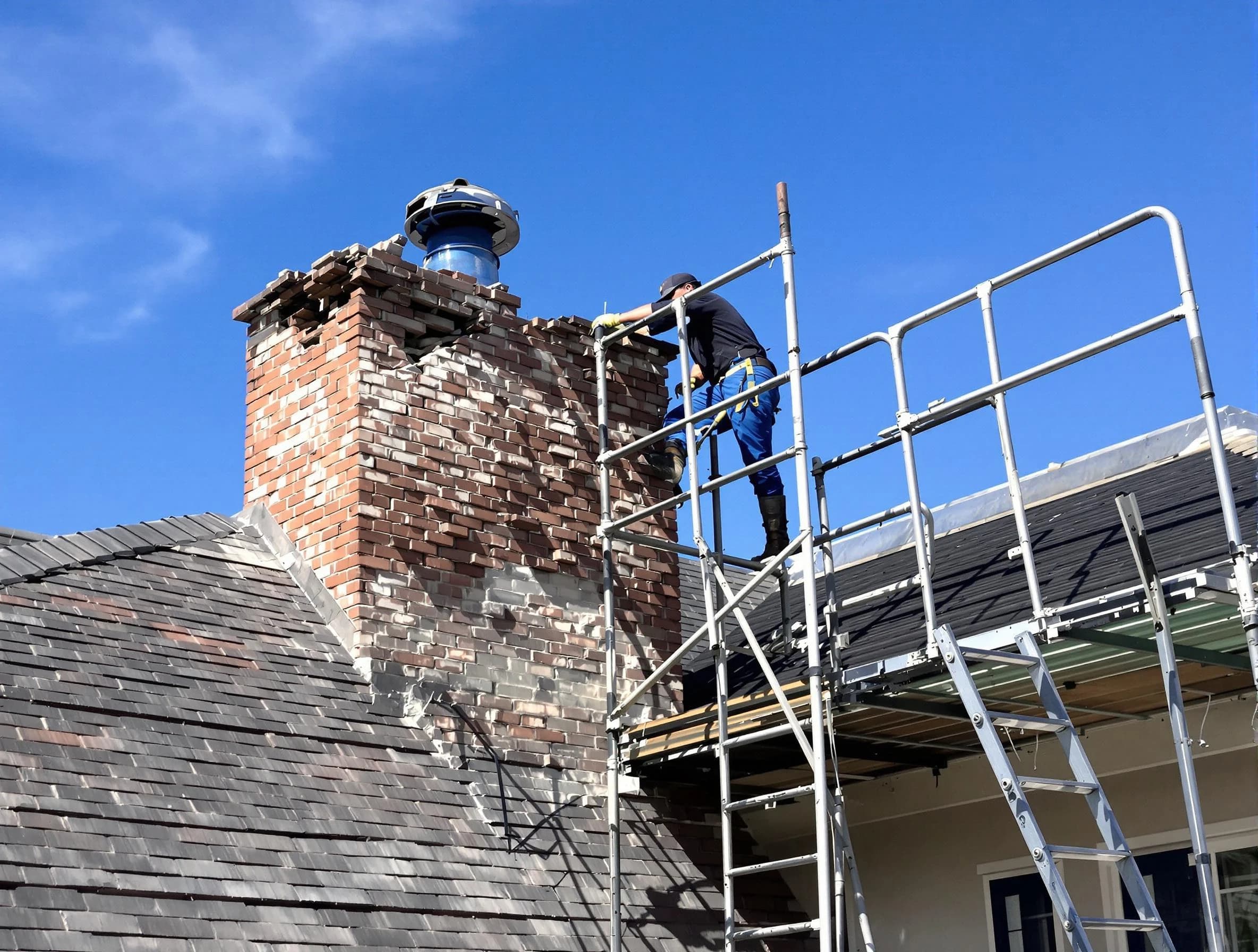 Rebuilding a chimney structure by Montgomery Chimney Sweep in Montgomery, NJ