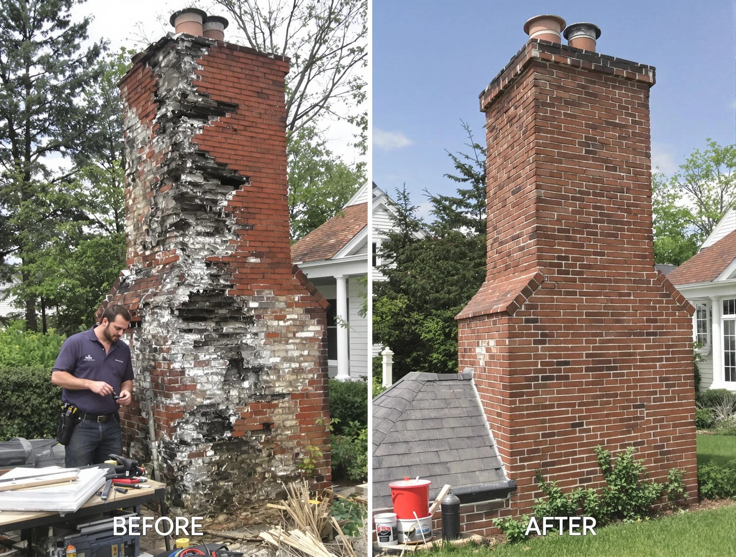 Montgomery Chimney Sweep performing a full chimney restoration in Montgomery, NJ