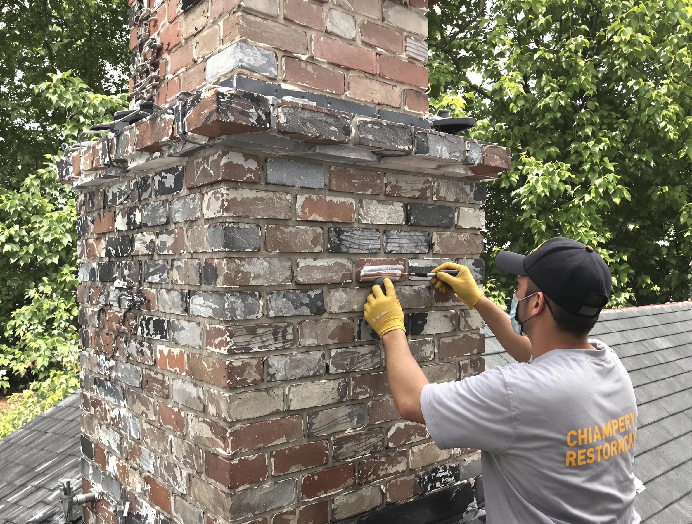 In-progress chimney restoration by Montgomery Chimney Sweep in Montgomery, NJ