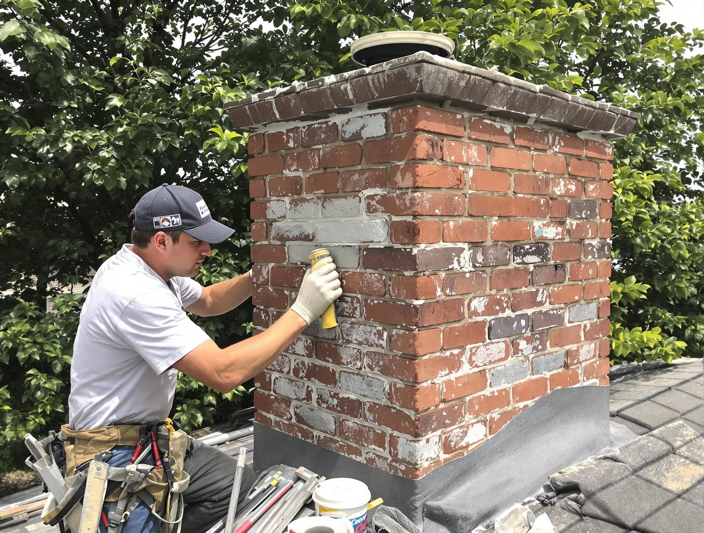 Montgomery Chimney Sweep restoring an aging chimney in Montgomery, NJ