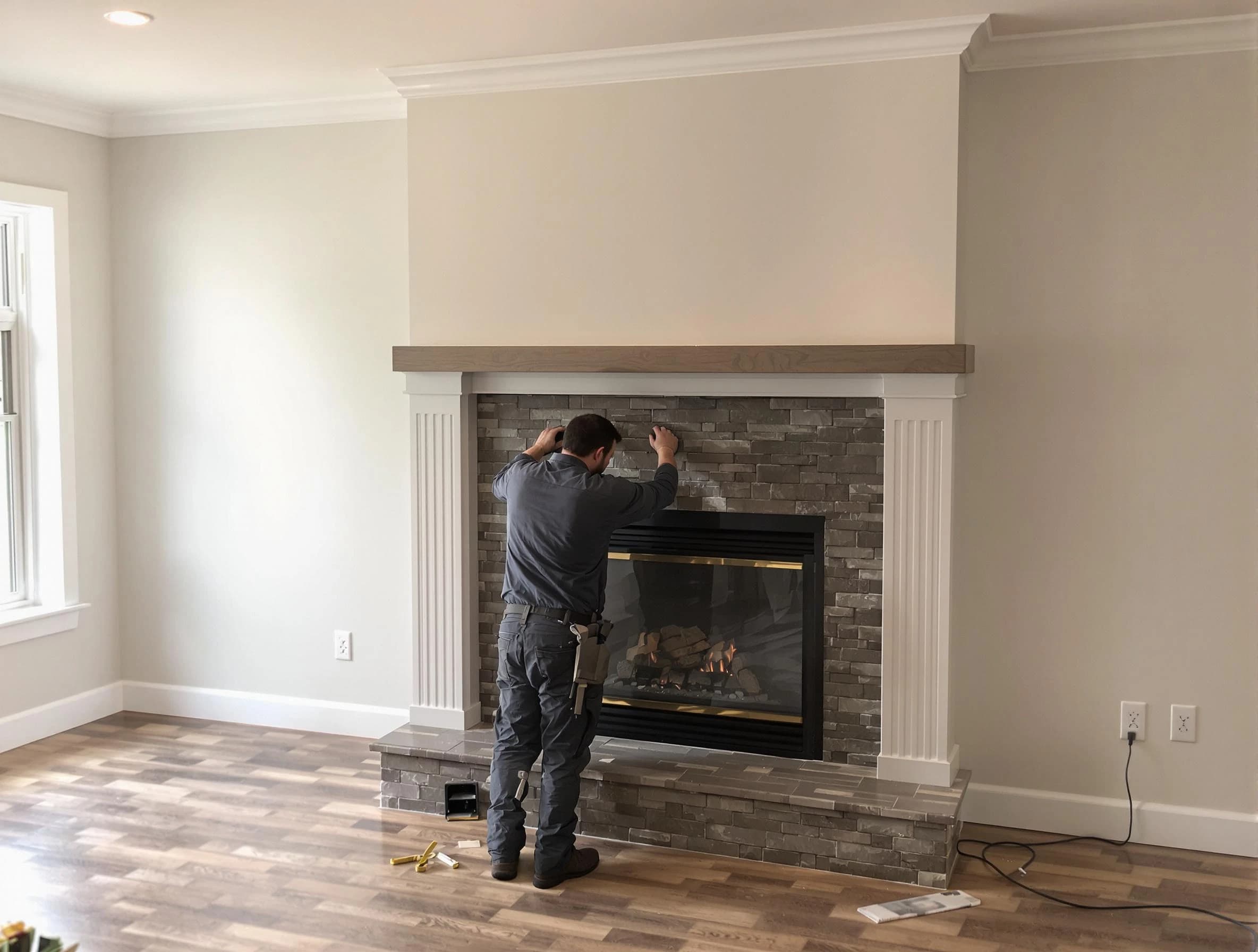 Montgomery Chimney Sweep finishing a custom fireplace install in Montgomery, NJ