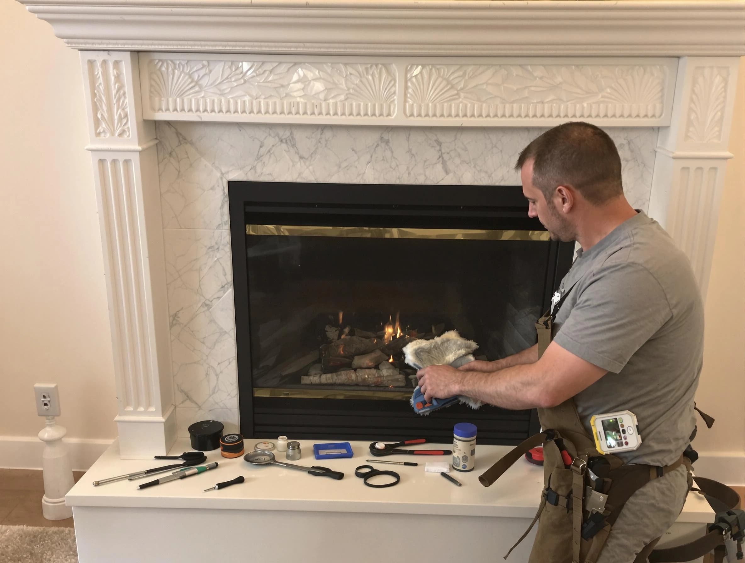 Montgomery Chimney Sweep performing fireplace maintenance in Montgomery, NJ