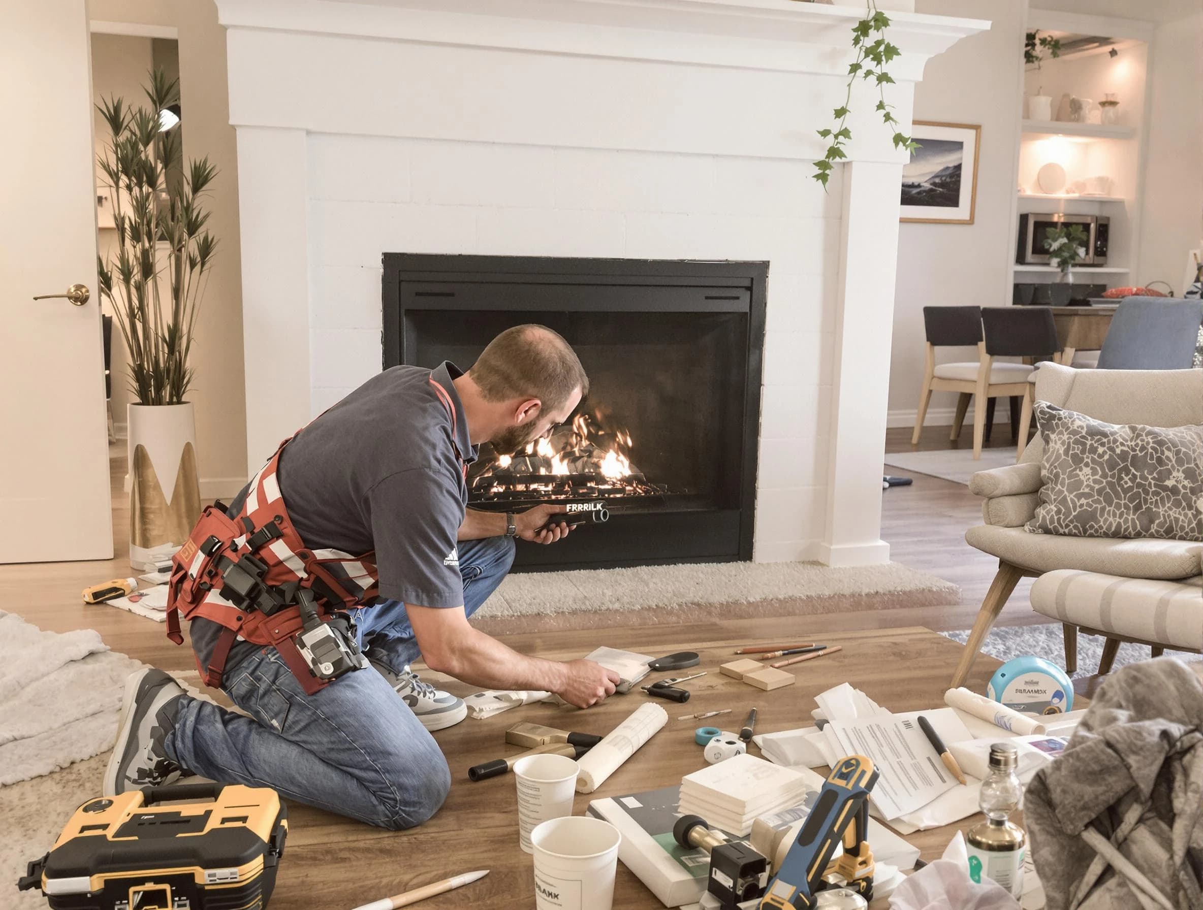 Montgomery Chimney Sweep performing fireplace repair in Montgomery, NJ